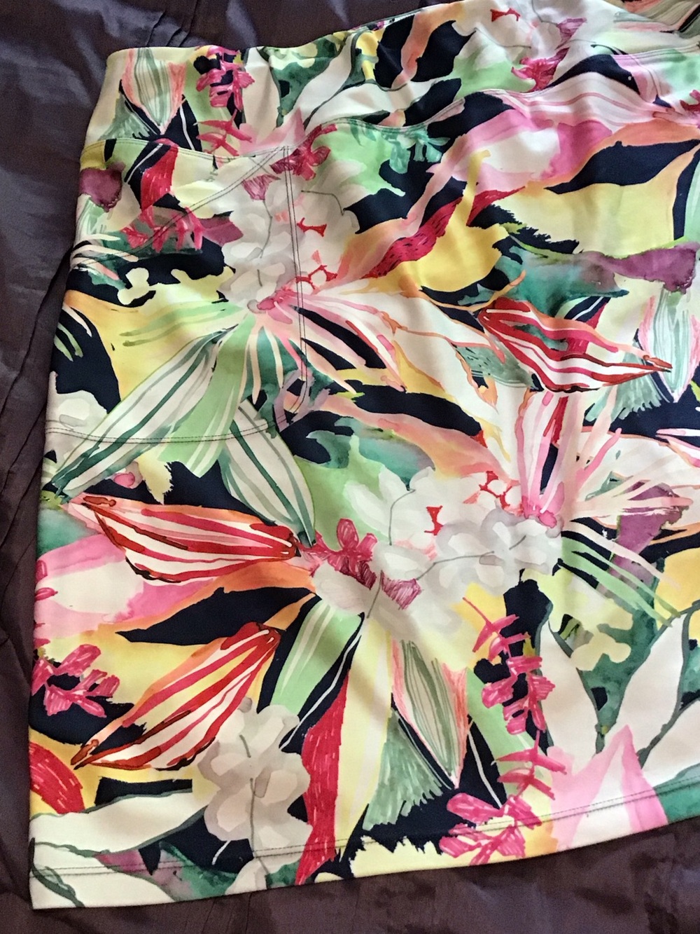 Tribal Multi-Colored Tropical Floral Skort in Pink, Green, Yellow & Navy